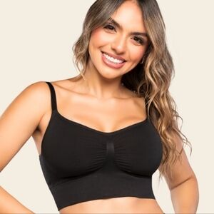 100% Colombianas Fajas Stagmi Black Bra & Matching Thong Panties Set Size Large!